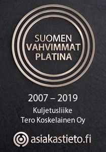 Logo Suomen Vahvimmat PLatina, 2007-2019, Kuljetusliike Tero Koskelainen Oy, asiakastieto.fi